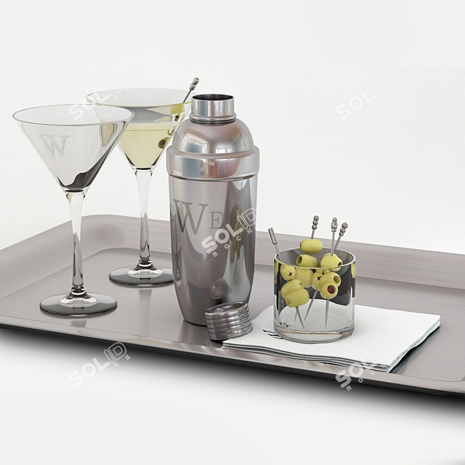 Elegant Cocktail Mixology Set 3D model image 1