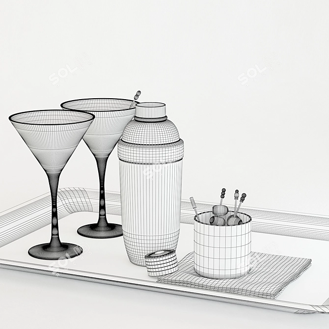 Elegant Cocktail Mixology Set 3D model image 2