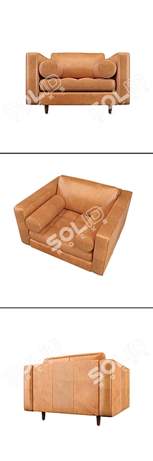 Sleek Charme Tan Leather Armchair 3D model image 2