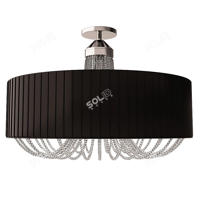 Modern Chrome Chandelier with Black Pleated Shade 3D model image 1