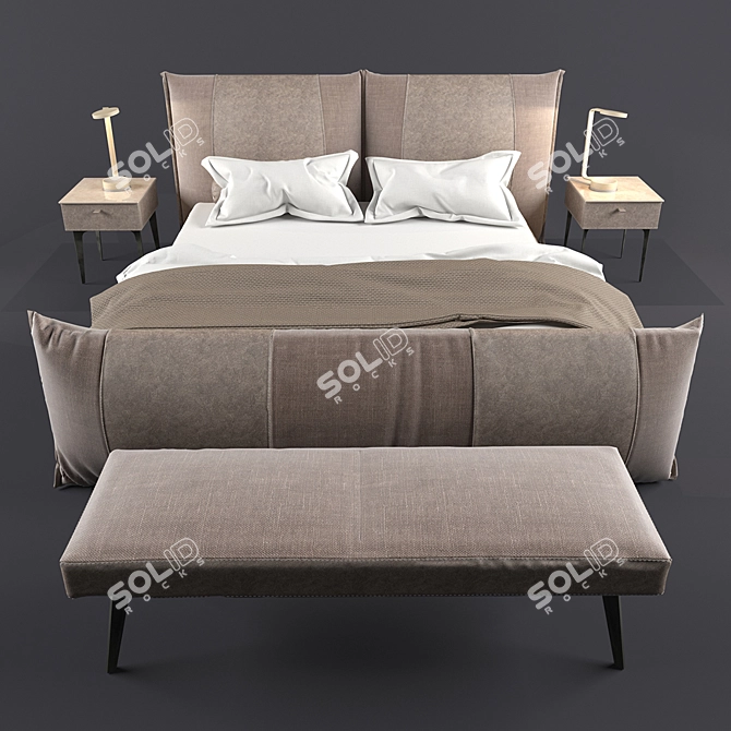 Modern PEPPER NIGHT Bed - Complete Bedroom Set 3D model image 1