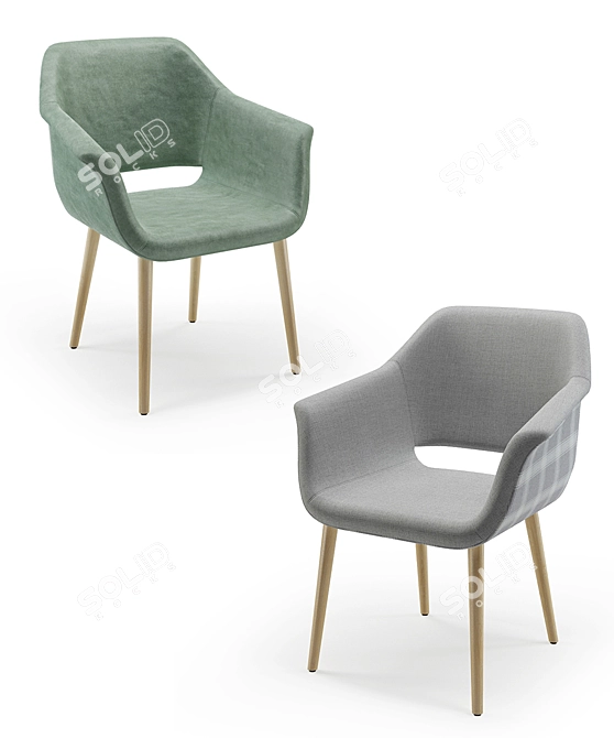 Elegant Magda 04 Armchair 3D model image 2