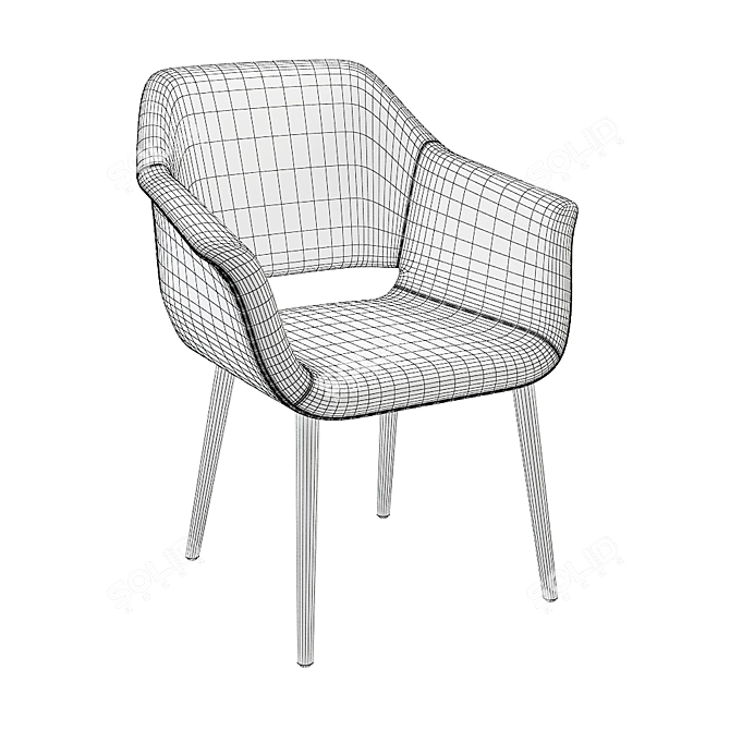 Elegant Magda 04 Armchair 3D model image 3