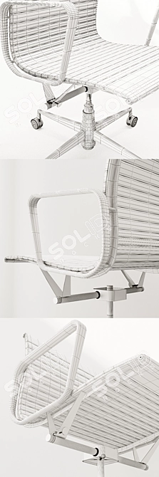 Classic Eames Ribbed Office Chair 3D model image 2