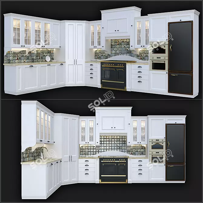 Refined American Kitchen: Classic Design 3D model image 1