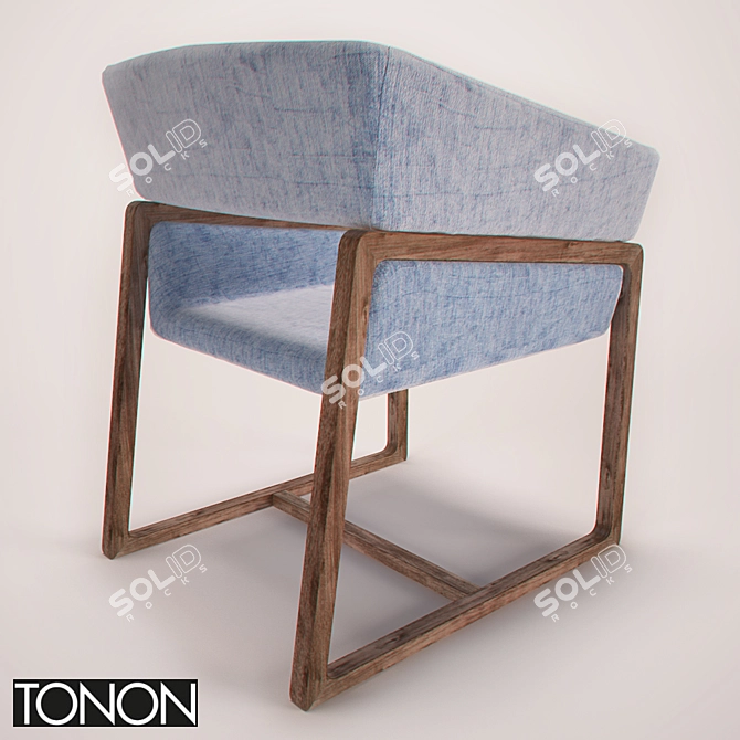 Modern & Wood Armchair with Armrests 3D model image 2