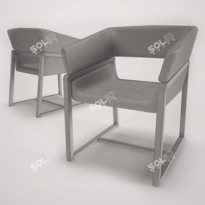 Modern & Wood Armchair with Armrests 3D model image 3