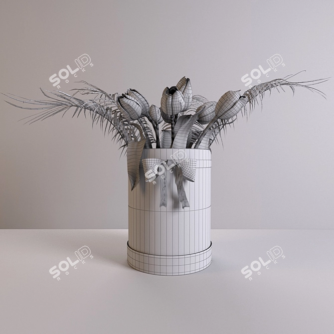 Elegant Tulips in a Box 3D model image 2