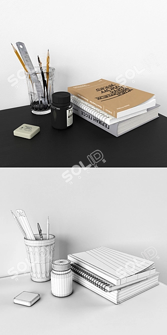 Georg Desk Set - Sleek Oak Design 3D model image 3