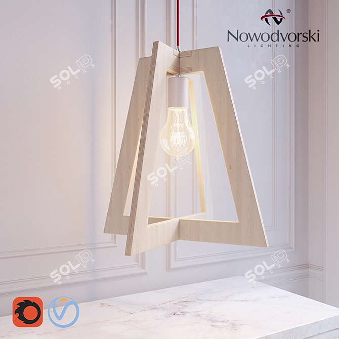 Modern Wood Pendant Light - Across (5691) 3D model image 1