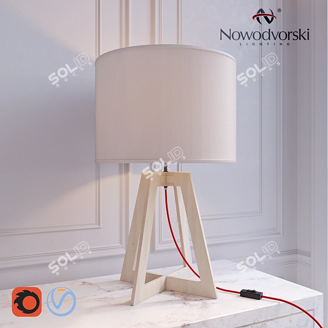 Modern Wooden Desk Lamp - Nowodvorski Across M 3D model image 1