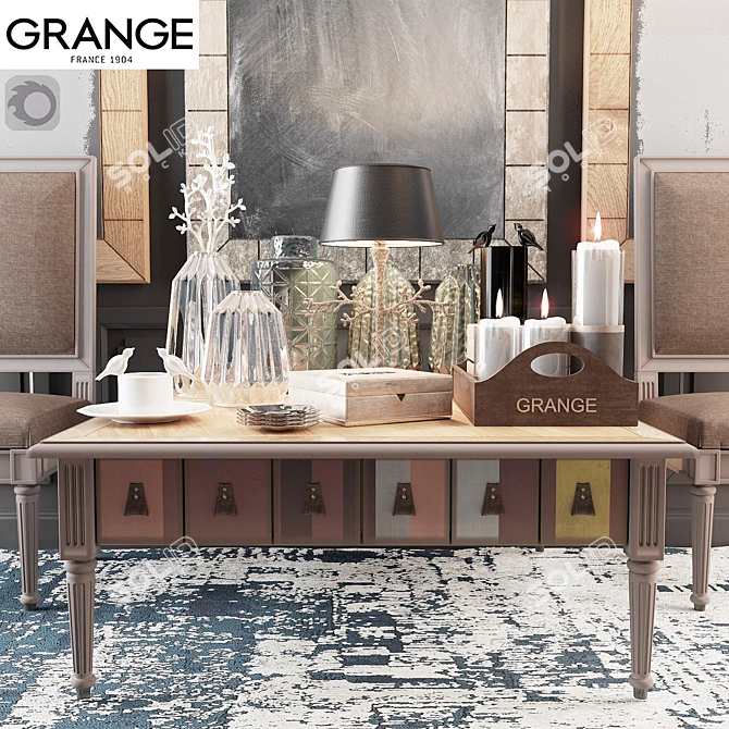 French Grange Décor Set 3D model image 1