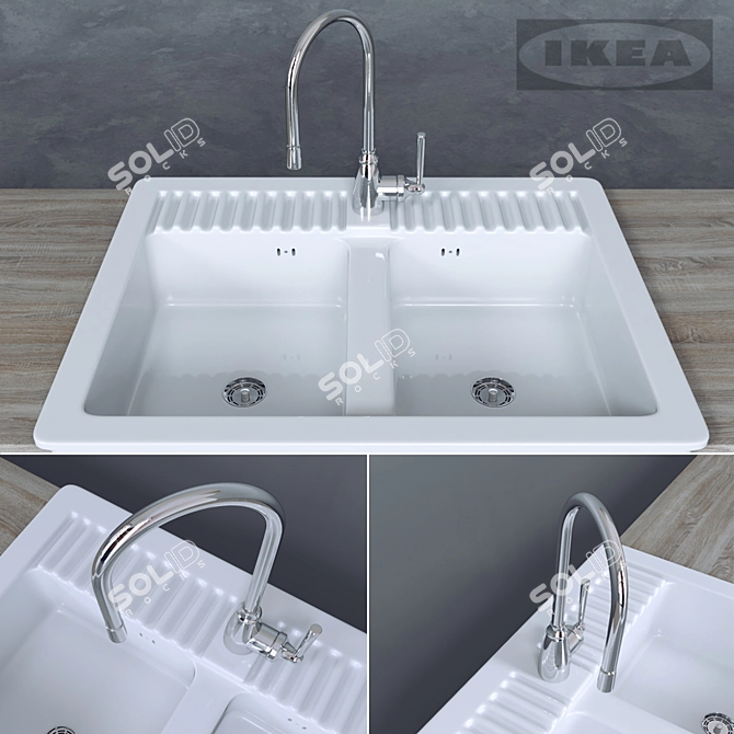 DOMSJÖ IKEA Sink- 83x66 cm - Fits 60cm Cabinets 3D model image 1