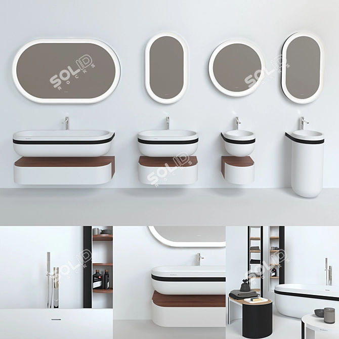 ARO KRION Collection: Stylish Bathroom Furniture & Fixtures by Porcelanosa 3D model image 2