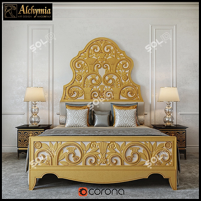 Title: ALCHYMIA Giasone Bed Set 3D model image 1