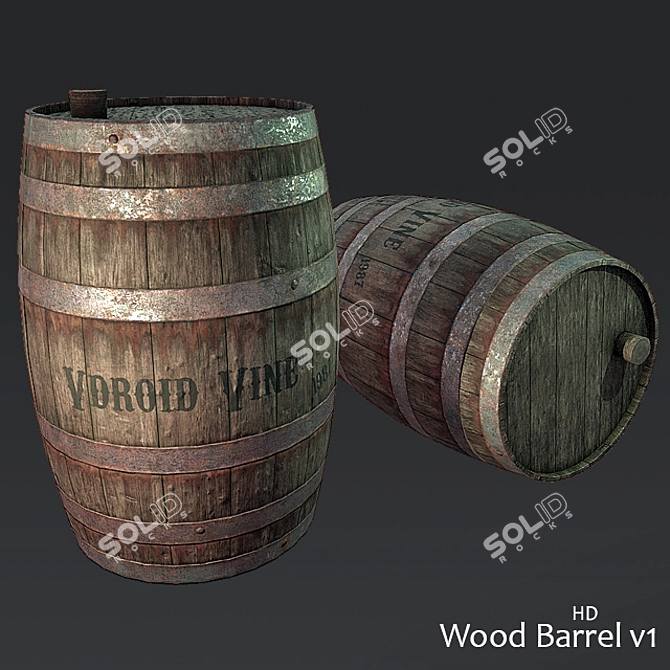 HD Wood Barrel V1: Low Poly Elegance 3D model image 1