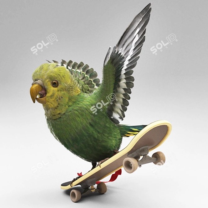 Geometric Skateboarding Parrot 3D model image 2