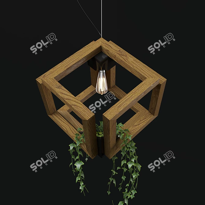 Multifunctional Wood Cube Light 3D model image 2