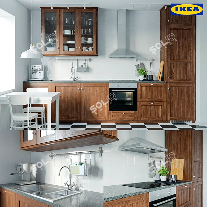 Modern Ikea Edserum Kitchen Set 3D model image 1