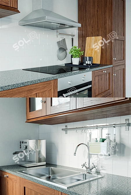 Modern Ikea Edserum Kitchen Set 3D model image 2