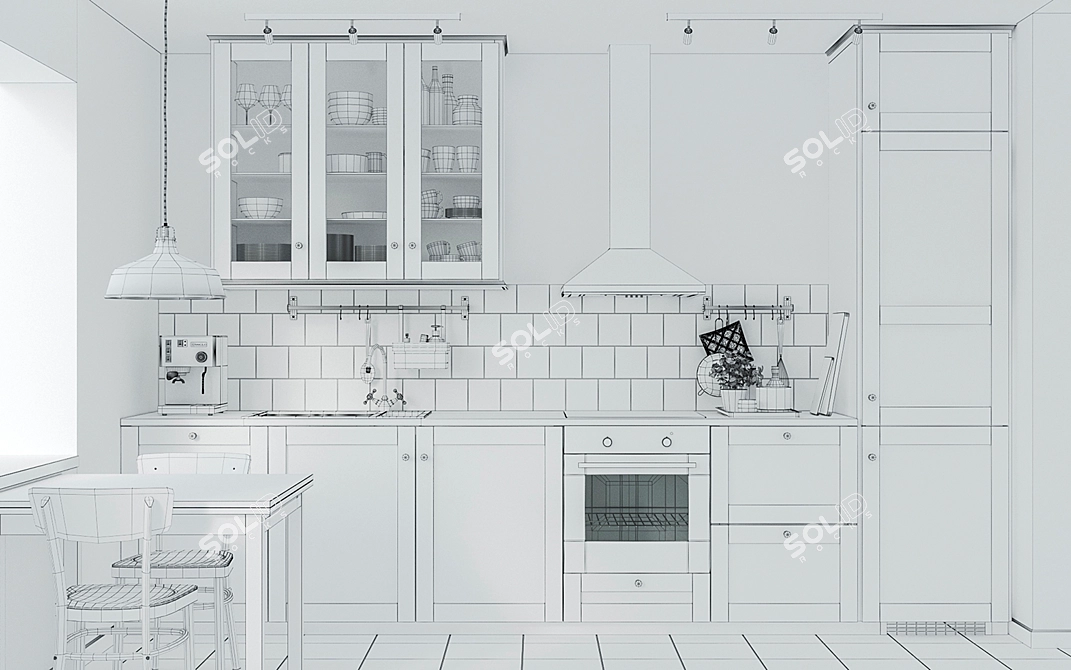 Modern Ikea Edserum Kitchen Set 3D model image 3