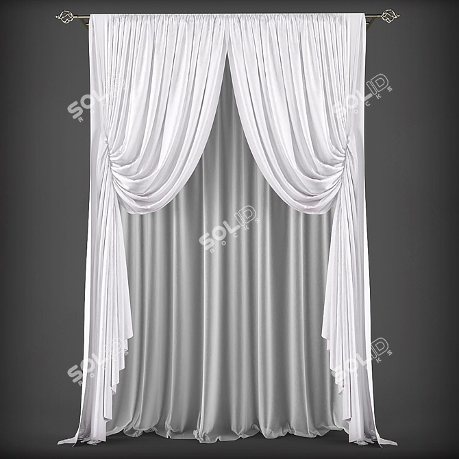 Classic Style Curtains 3D model image 1