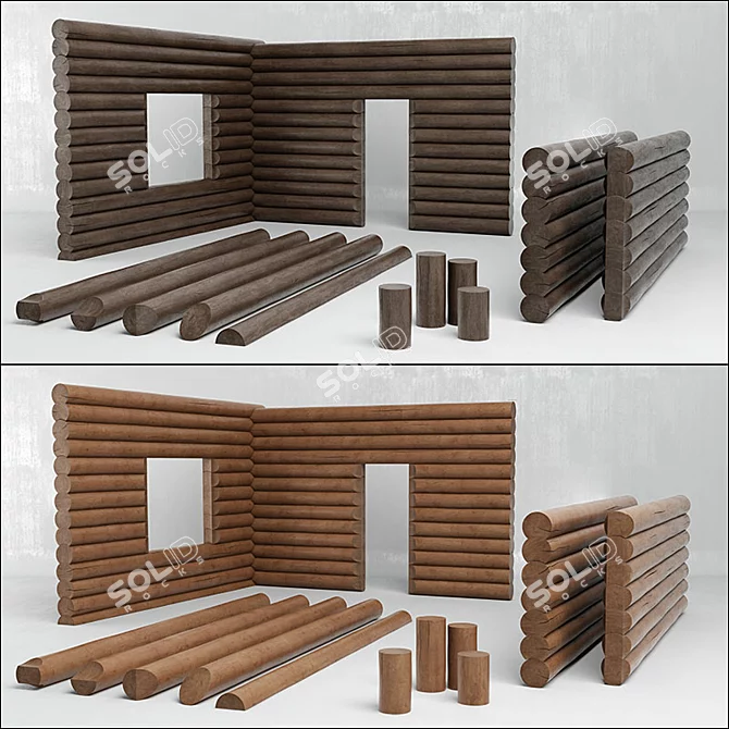 Rustic Wood Logs for 3D Rendering 3D model image 1