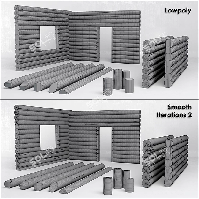 Rustic Wood Logs for 3D Rendering 3D model image 5