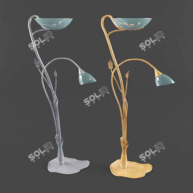 Modern Blue Glass Floor Lamp - 1.5m Height 3D model image 1