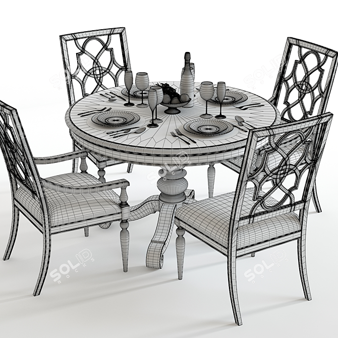 Elegant Hooker Sandcastle Dining Set 3D model image 3