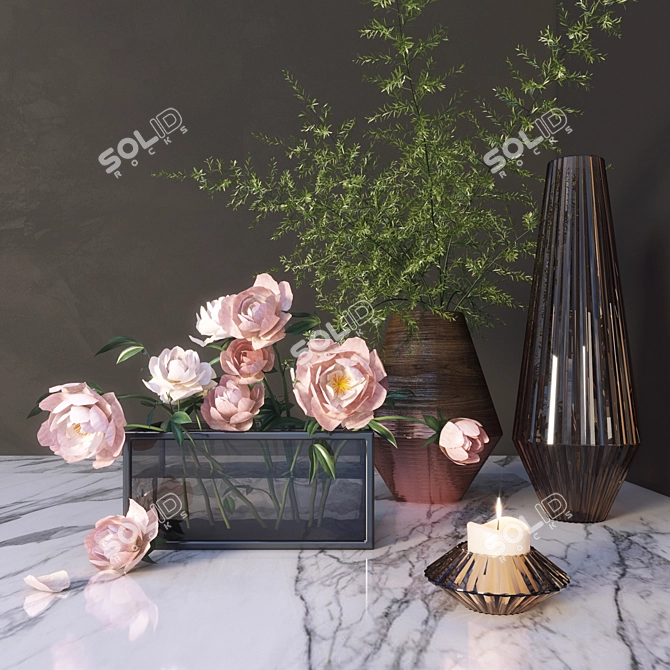 Modern Decor Set: 3Dmax 2014+ FBX with Corona Render Materials 3D model image 3