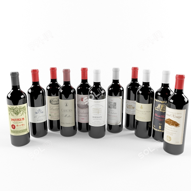 Bordeaux Wine Bottle Set 3D model image 1