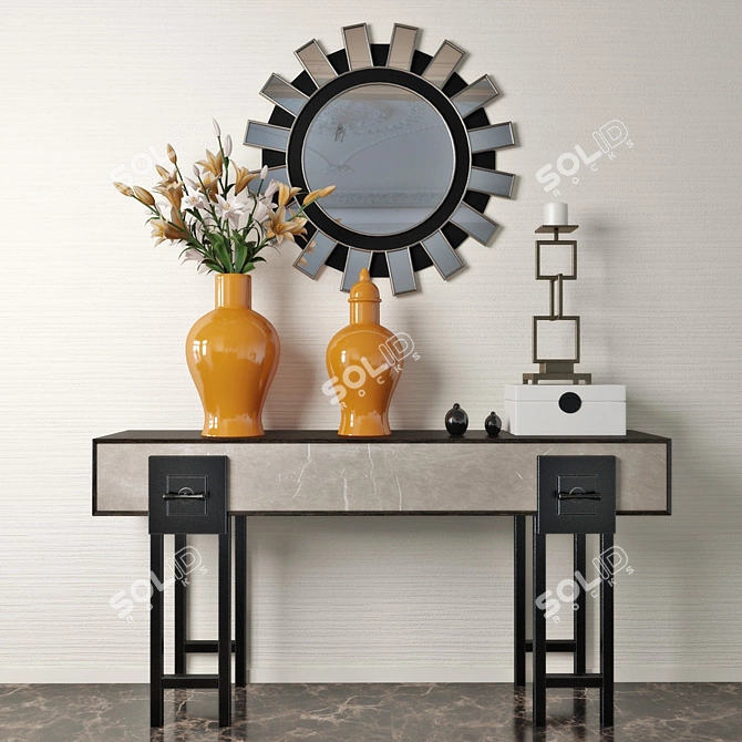 Mirror Console Set - Elegant Decor Ensemble 3D model image 1