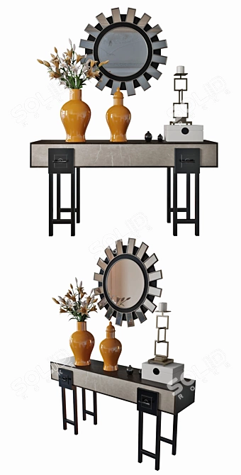 Mirror Console Set - Elegant Decor Ensemble 3D model image 2