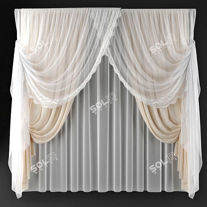 Elegant Sheer Curtains 3D model image 1