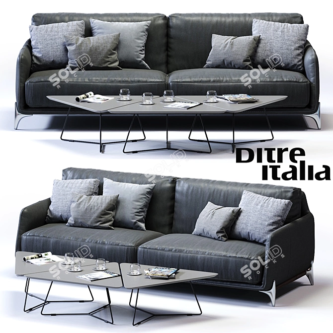 Ditre Italia ELLIOT Maxi 3-Seater Sofa 3D model image 1