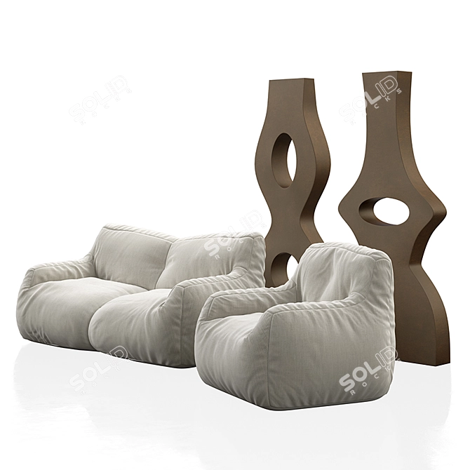 Checker XL Sofa, Armchair & XXL Vases 3D model image 1