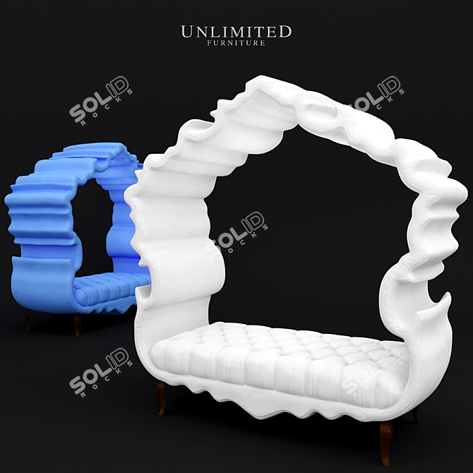 Ribbon-Wrapped Settee: Elegant and Luxurious 3D model image 3