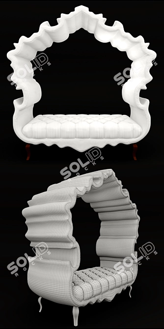 Ribbon-Wrapped Settee: Elegant and Luxurious 3D model image 2