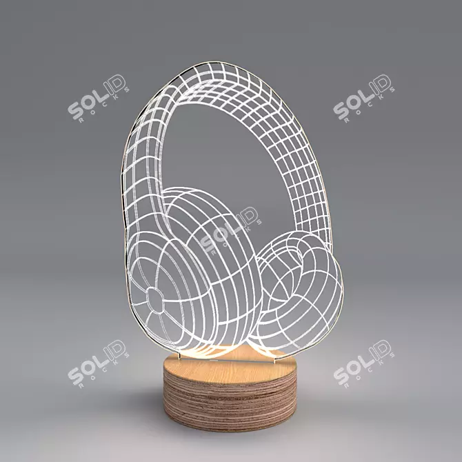 BULBING Headphones Lamp: Flat Design Illumination 3D model image 1