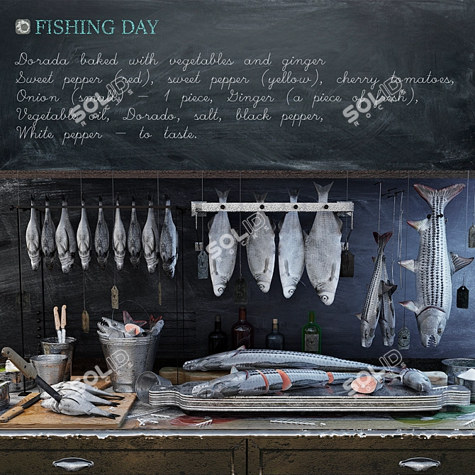 Fishing Feast: Seafood Prep Kit 3D model image 1