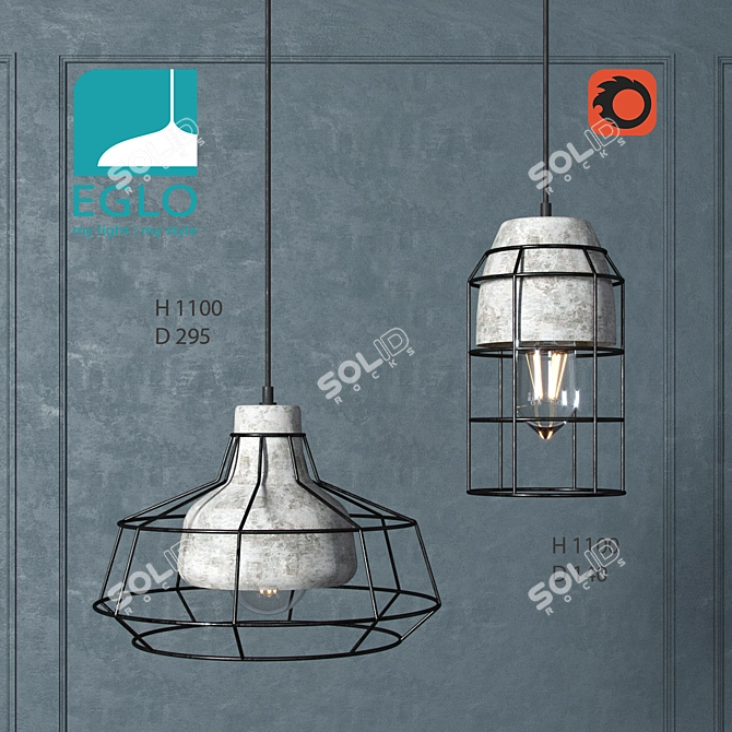 Vintage Eglo Consett Pendant Light 3D model image 1