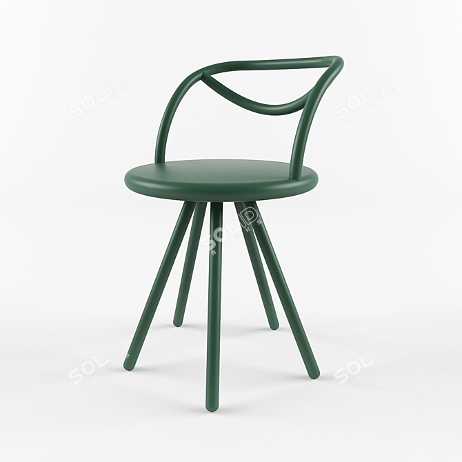 Minimalist Tubular Steel Ray Chair 3D model image 2