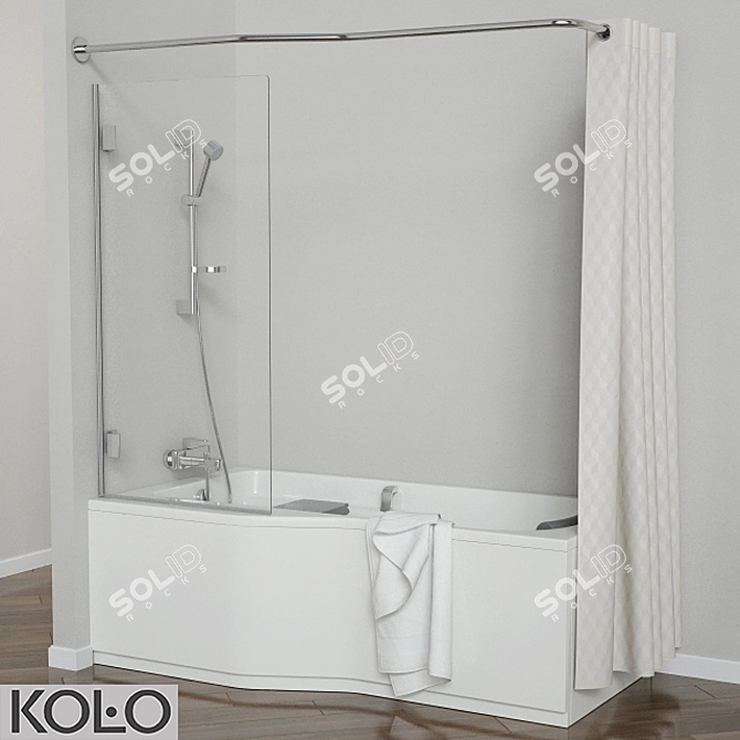 Comfort Plus KOLO Bath Set with Glass Curtains 3D model image 1