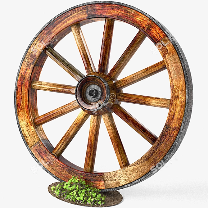Vintage Wagon Wheels: Aged & Painted 3D model image 2