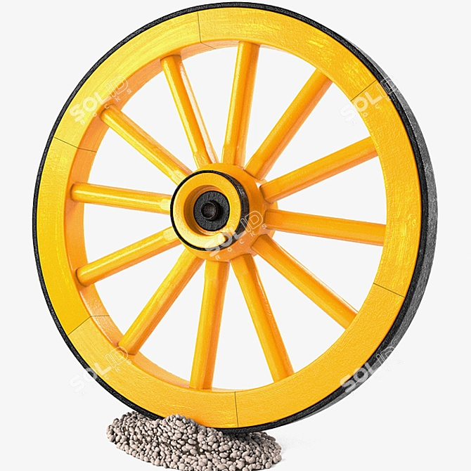 Vintage Wagon Wheels: Aged & Painted 3D model image 3