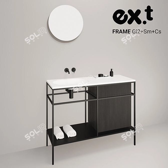 Modern Washbasin Set: ex.t Frame 3D model image 1