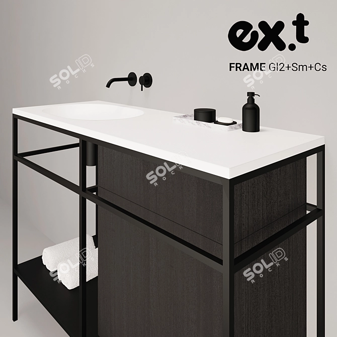 Modern Washbasin Set: ex.t Frame 3D model image 2