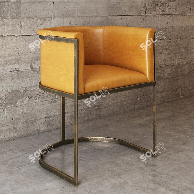 Luxe Yellow Leather Calvin Chair 3D model image 1