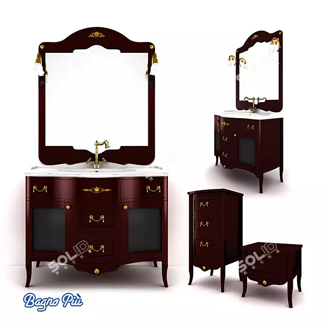 Elegant Palladio Bathroom Set 3D model image 1